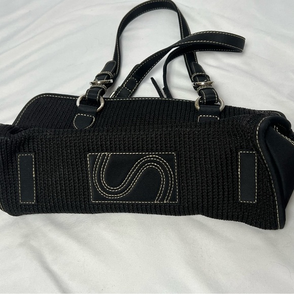 The Sak Shoulder Double Strap Purse Black Knit Zipper Lined Interior QUALITY - Picture 5 of 9